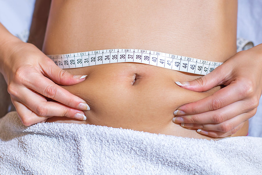 Closeup of excess body fat